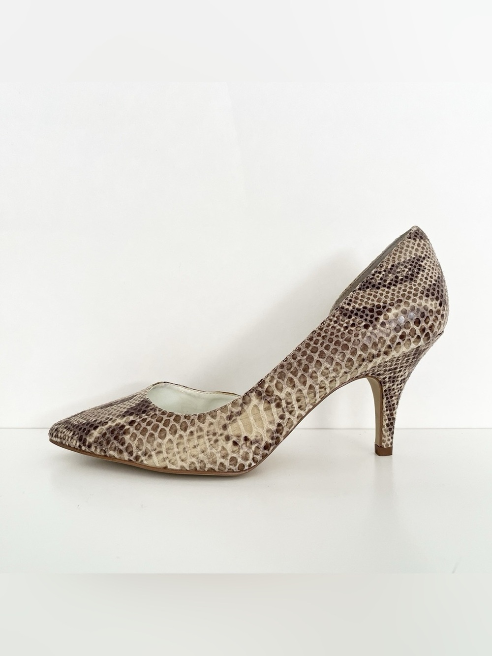 NEW Anne Klein Women's Leather Pumps Heels Size 9 Brown Snakeskin Classic Office